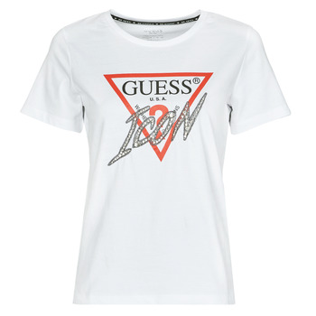 Clothing Women short-sleeved t-shirts Guess SS CN ICON TEE White