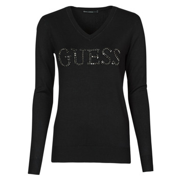 material Women jumpers Guess ODETTE VN LS SWEATER Black