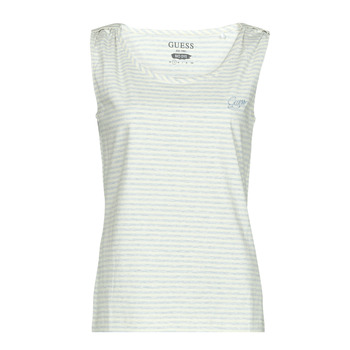 material Women Tops / Sleeveless T-shirts Guess SAMY TANK TOP Blue / White