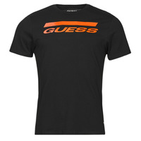 Clothing Men short-sleeved t-shirts Guess SS BSC INTL LOGO TEE Black / Orange