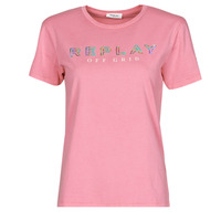 material Women short-sleeved t-shirts Replay W3318C Pink
