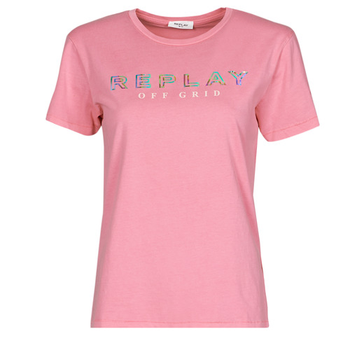 Replay W3318C Pink - Fast delivery | Spartoo Europe ! - Clothing  short-sleeved t-shirts Women 43,20 €