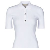 Clothing Women short-sleeved polo shirts MICHAEL Michael Kors BUTTON POLO SWEATER White