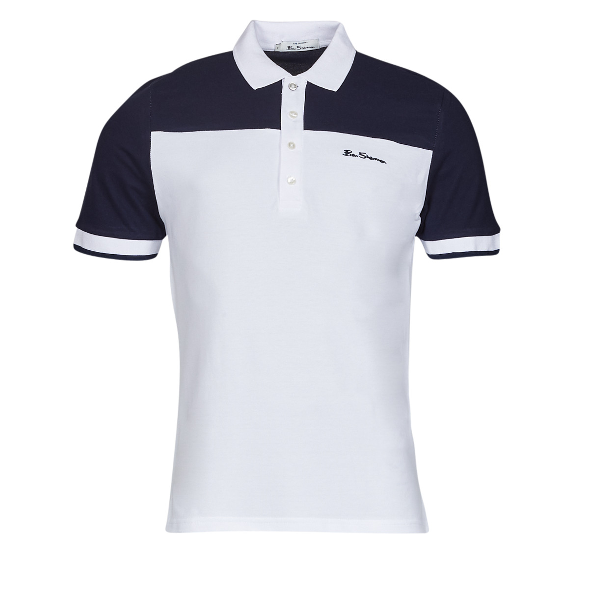 Clothing Men short-sleeved polo shirts Ben Sherman COLOUR BLOCK Marine / White