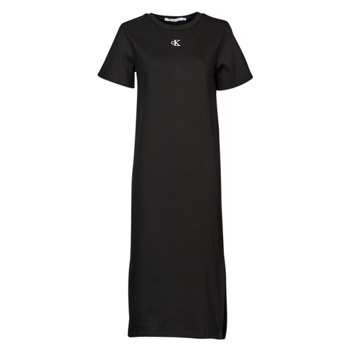 Calvin Klein Jeans CK RIB LONG T-SHIRT DRESS Black - Fast delivery |  Spartoo Europe ! - Clothing Long Dresses Women 70,40 €