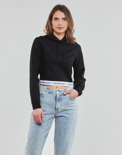 material Women sweaters Calvin Klein Jeans CONTRAST TAPE MILANO HOODIE Black