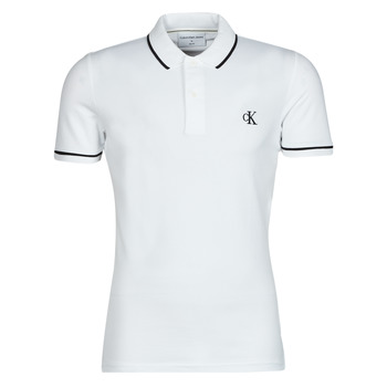 Clothing Men short-sleeved polo shirts Calvin Klein Jeans TIPPING SLIM POLO White / Black