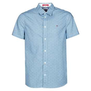 Clothing Men short-sleeved shirts Tommy Jeans TJM SHORTSLEEVE DOBBY SHIRT Blue