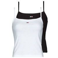 material Women Tops / Sleeveless T-shirts Tommy Jeans TJW 2PACK ESSENTIAL STRAP TOP Black / White