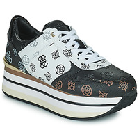 Shoes Women Low top trainers Guess HINDLE Black / White / Brown