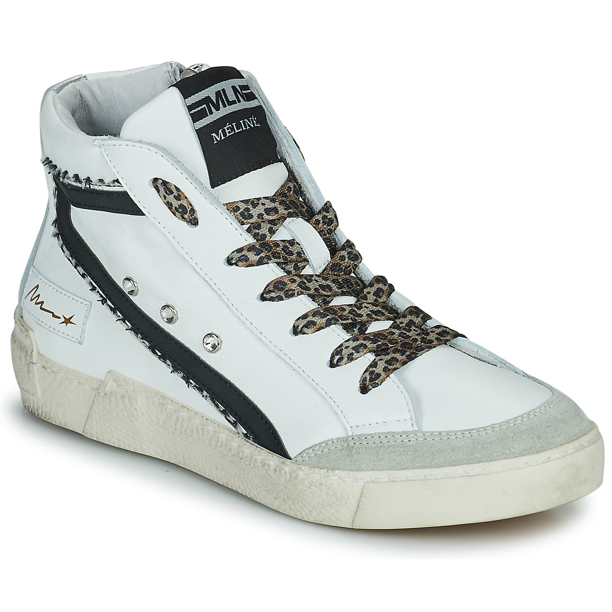 Shoes Women High top trainers Meline NKC320 White / Black / Leo
