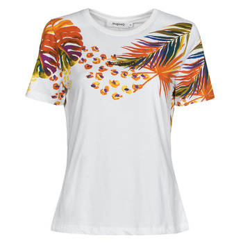 material Women short-sleeved t-shirts Desigual TS_MINNEAPOLIS White / Multicolour