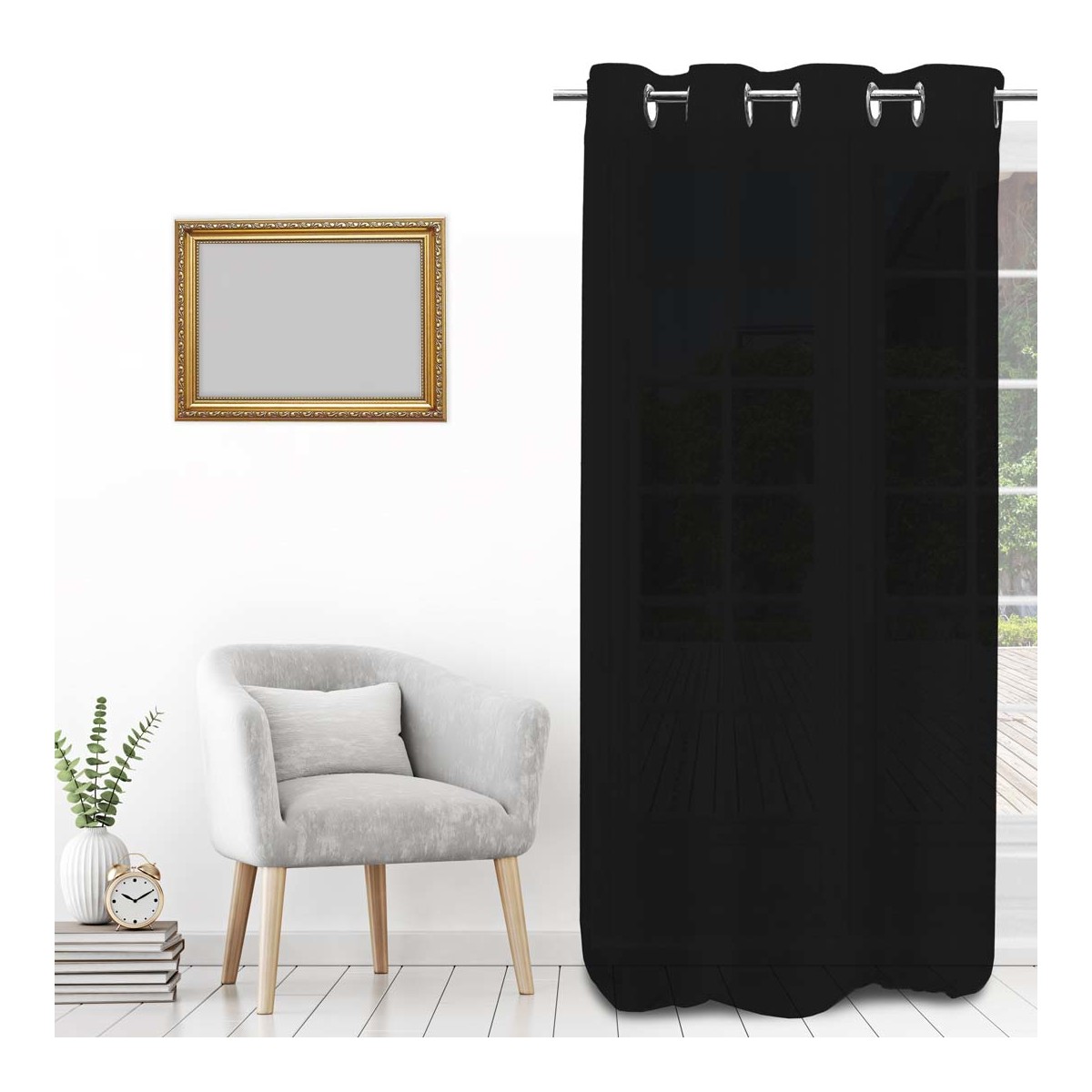 Home Sheer curtains Soleil D'Ocre BOHEME Black