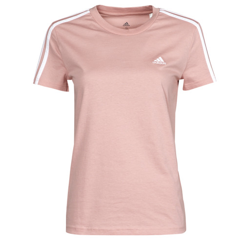 White - Wonder adidas Stripes Spartoo - | Women T-SHIRT short-sleeved Performance € / 24,80 Europe Clothing / delivery Fast 3 Mauve ! t-shirts