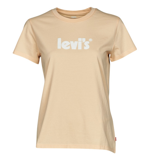 Clothing Women short-sleeved t-shirts Levi's THE PERFECT TEE Seasonal / Poster / Logo / Peach / Puree