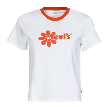 material Women short-sleeved t-shirts Levi's GRAPHIC JORDIE TEE Poster / Logo / Daisy / Chest / White / Enamel / Orange / Rib