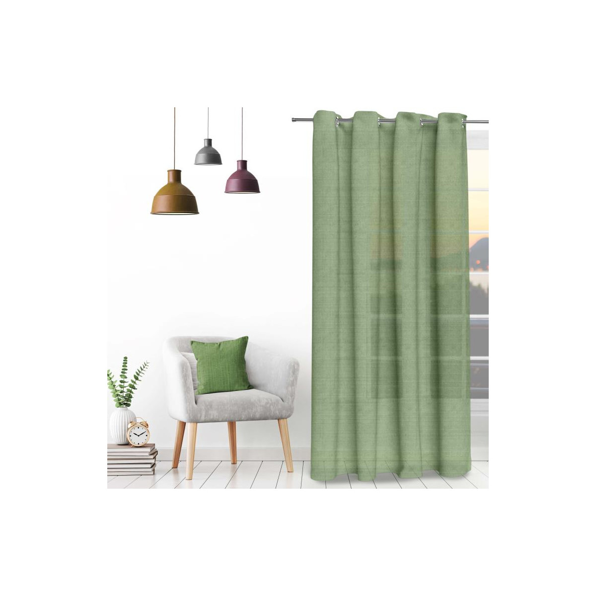 Home Sheer curtains Soleil D'Ocre VELVET Green