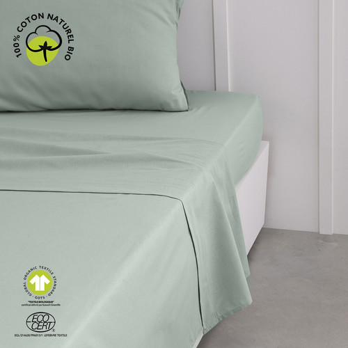 Home Sheet Today Drap Plat 240/300 Coton TODAY Organic Celadon Celadon