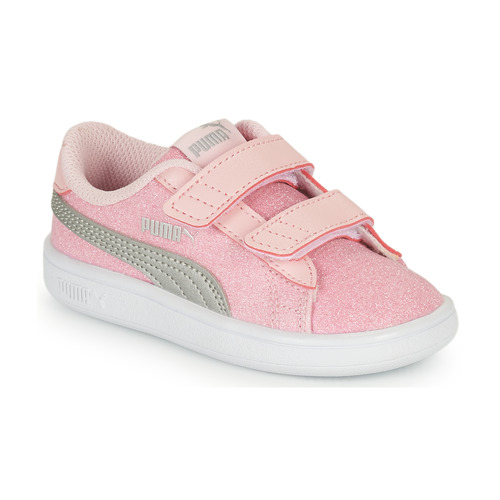Shoes Girl Low top trainers Puma Smash v2 Glitz Glam V Inf Pink / Grey