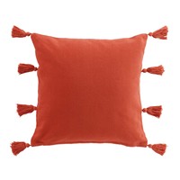 Home Cushions Douceur d intérieur COUSSIN DEHOUS. COMPR. POMPONS 45 x 45 CM COTON UNI TASSELINA TE Orange