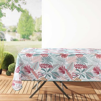 Home Napkin / table cloth / place mats Douceur d intérieur NAPPE RECTANGLE 150 x 240 CM POLYESTER IMPRIME JACALA BLANC Multicolour