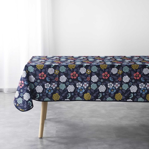 Home Napkin / table cloth / place mats Douceur d intérieur NAPPE RECTANGLE 150 x 240 CM POLYESTER IMPRIME LILY BLEU Blue