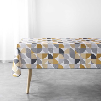 Home Napkin / table cloth / place mats Douceur d intérieur NAPPE RECTANGLE 150 x 240 CM POLYESTER IMPRIME RYTHMO JAUNE Multicolour