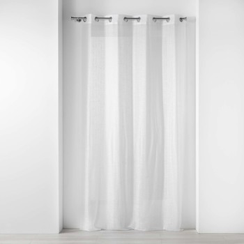 Home Sheer curtains Douceur d intérieur PANNEAU A OEILLETS 140 x 240 CM EFFET LIN TISSE FILS CHENILLE SI White