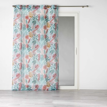 Home Sheer curtains Douceur d intérieur PANNEAU A OEILLETS 140 x 240 CM VOILE SABLE IMPRIME JACALA BLANC Multicolour
