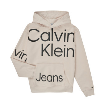 Clothing Boy sweaters Calvin Klein Jeans BOLD INSTITUTIONAL LOGO HOODIE White
