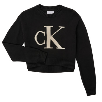 Clothing Girl sweaters Calvin Klein Jeans MONOGRAM SWEATER Black