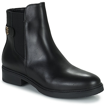 Shoes Women Mid boots Tommy Hilfiger Coin Leather Flat Boot Black