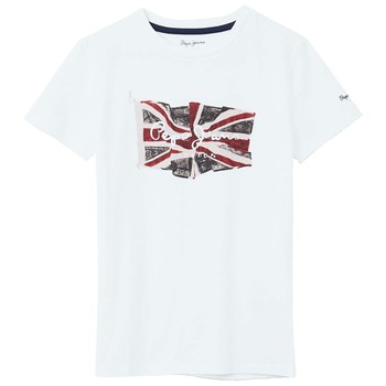 material Boy short-sleeved t-shirts Pepe jeans FLAG LOGO SS White