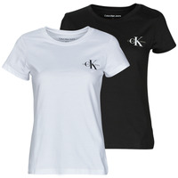 Clothing Women short-sleeved t-shirts Calvin Klein Jeans 2-PACK MONOLOGO SLIM TEE Black / White