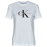 Clothing Women short-sleeved t-shirts Calvin Klein Jeans CORE MONOGRAM REGULAR TEE White
