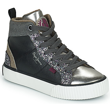 Shoes Girl High top trainers Pepe jeans OTTIS PLATFORM GIRL GLIT Black / Silver
