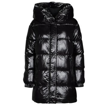 material Women Duffel coats MICHAEL Michael Kors HORIZONTAL QUILTED DOWN COAT WITH  ATTACHED HOOD Black