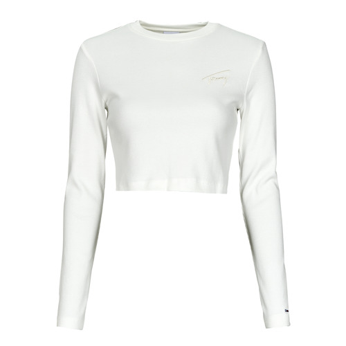 Clothing Women Blouses Tommy Jeans TJW BABY CROP SIGNATURE LS White
