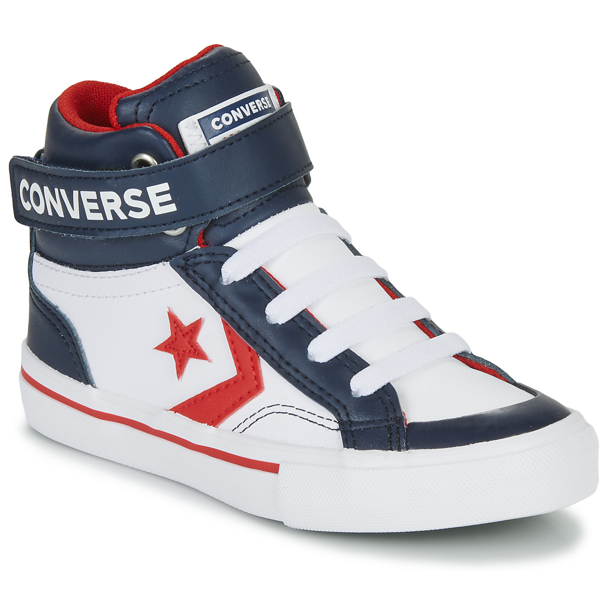 Converse Pro Blaze Strap Hi White / Blue - Fast delivery | Spartoo Europe !  - Shoes High top trainers Child 48,80 €