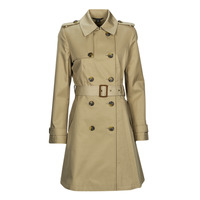Clothing Women Trench coats Lauren Ralph Lauren CTTN DB TNCH LINED COAT Beige