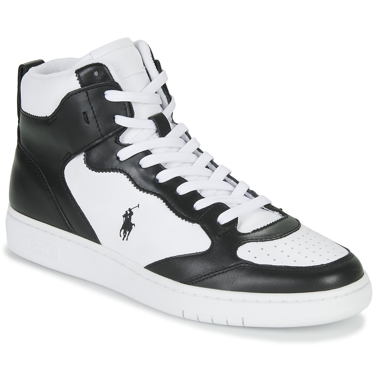 Shoes Men High top trainers Polo Ralph Lauren POLO CRT HGH-SNEAKERS-LOW TOP LACE Black / White
