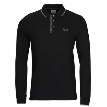 Clothing Men long-sleeved polo shirts Guess STU LS POLO Black