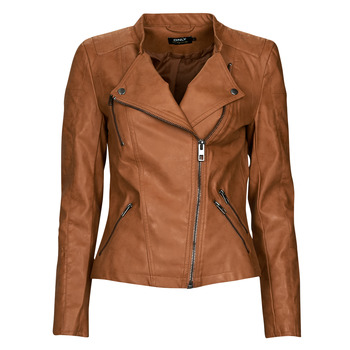 Clothing Women Leather jackets / Imitation leather Only ONLAVA FAUX LEATHER BIKER OTW NOOS Brown