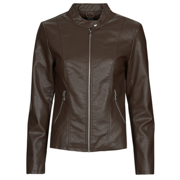 Clothing Women Leather jackets / Imitation leather Only ONLMELISA FAUX LEATHER JACKET CC OTW Brown