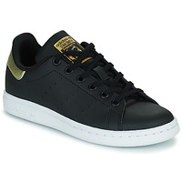 Shoes Girl Low top trainers adidas Originals STAN SMITH J Black / Gold
