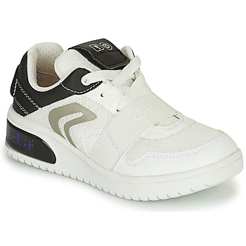 Shoes Boy Low top trainers Geox J XLED B. B - MESH+GEOBUCK White / Black