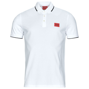Clothing Men short-sleeved polo shirts HUGO Deresino White / Red
