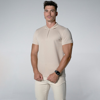 Clothing Men short-sleeved polo shirts THEAD.  Beige