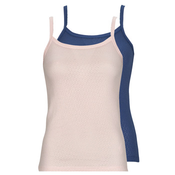 Clothing Women Tops / Sleeveless T-shirts Petit Bateau A073V00 X2 Marine / Pink