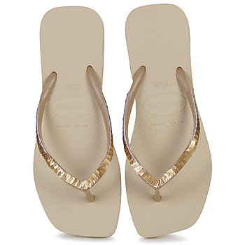 Shoes Women Flip flops Havaianas SLIM SQUARE MAGIC SEQUIN Beige / Gold